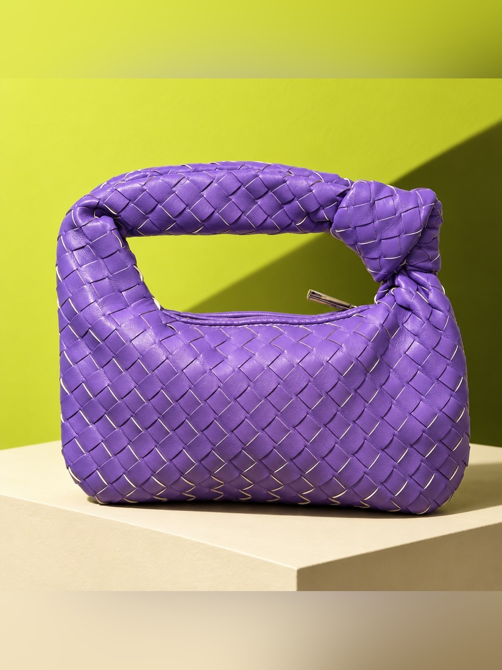 Woven Knot-Handle Statement Bag